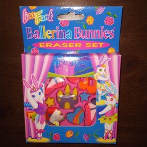 Vintage Lisa Frank Ballerina Bunnies Eraser Set